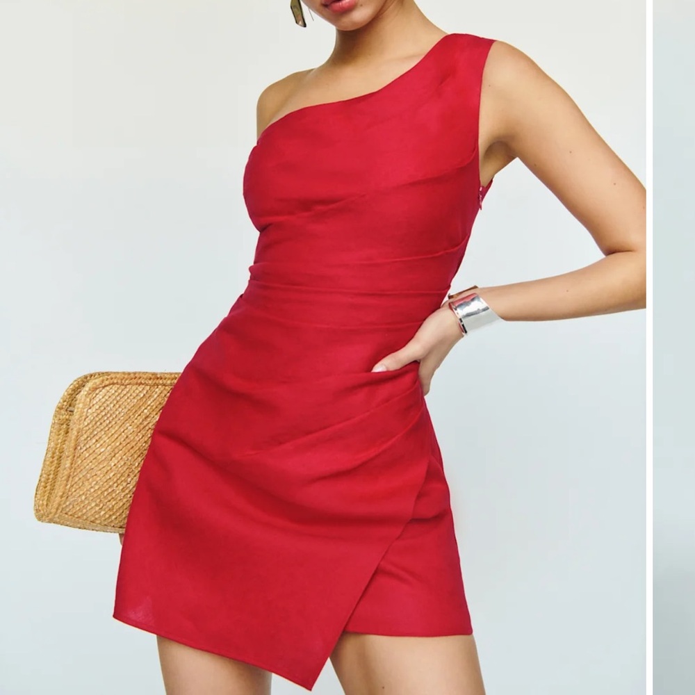 Reformation Ciro Linen Dress Red - Size 0